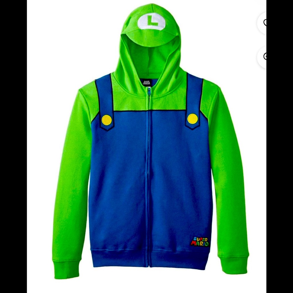 NWT—Couples Mario(L) and Luigi(XL) Hoodie Halloween Costumes